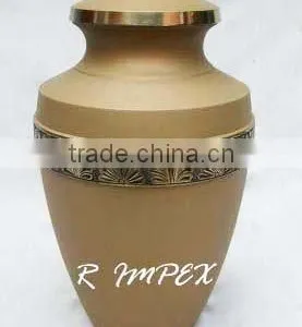 Send Blast Engraved Gold Band Brass Urn thumbnail-1