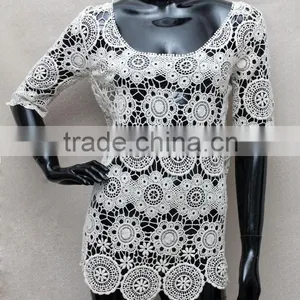 2016 Latest Design Half Sleeve Lace Fashion Lady Casual Dresses thumbnail-1