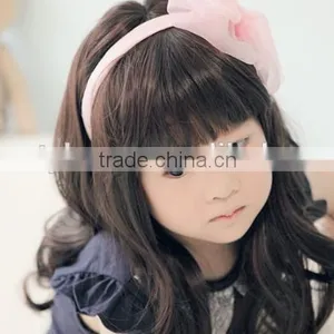 Wholesale Cheap Kids Synthetic Hair Wigs Sweety Little Girl Wavy Wigs With 2 Colors thumbnail-1