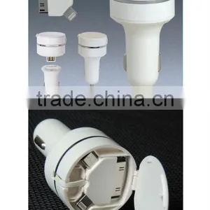 3 in 1 Travel Car Charger With Retractable Cord/retractable Car Charger thumbnail-1