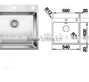 POATS PS-1113 Stainless Steel Sink Overall Size: 540X500X185mm thumbnail-1