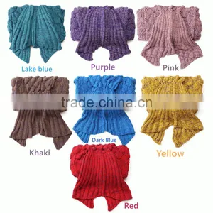 Christmas Gift Wholesale Custom Acrylic Material Kids Children Adults Knitted Crochet Mermaid Tail Blanket thumbnail-2