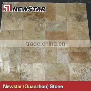French Pattern Golden Rose Travertine Pavers Tumbled thumbnail-1