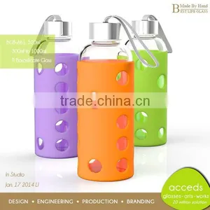 Fashionable Creative Borosilicate Glass Water Bottle With Silicone thumbnail-5