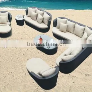 Modern Patio Garden Cane Wicker Sectional Sofa thumbnail-1