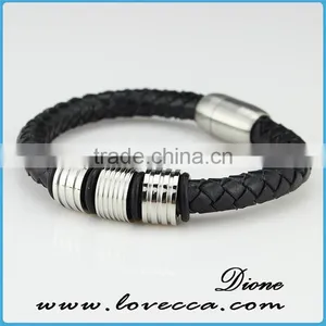 Fashion Navy Style Personality Skull Cross Genuine Leather Bracelet thumbnail-1