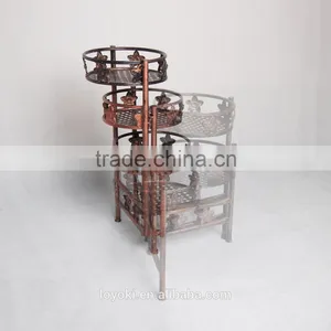 Garden Decor Iron Art Decorative 3 Tier Flower Pot Bronze Vintage Iron Flower Pot Stand thumbnail-6