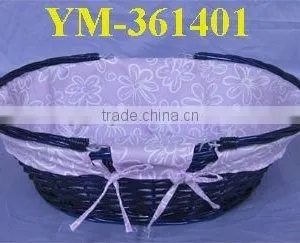 Dark Blue Wicker Shopping Basket thumbnail-1