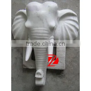 White Marble Elephant Head Sculpture for Wall Decoration thumbnail-1