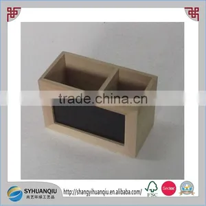 Brand New Double Drawer Blackboard Wooden Pen Holders Desktop Storage Box thumbnail-1