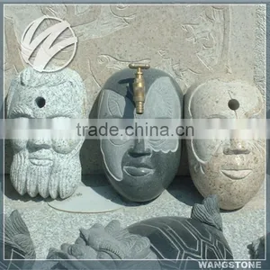 Modern Little Monk With Hand Carved Stone Sculpture by Priestling Buddha Head Statue thumbnail-1