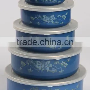 Enamel Storage Bowl With PP Lid thumbnail-1