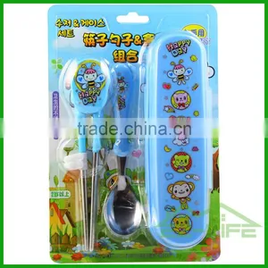 Korean Stainless Steel Baby Faltware Sets Training Chopsticks and Spoon thumbnail-1