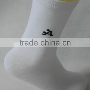 Fancy White Thin Cotton Socks With Logo thumbnail-3