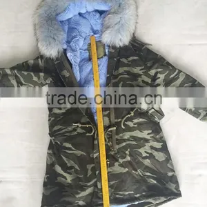 CX-G-P-07A Raccoon Fur Hooded Genuine Rex Rabbit Fur Lined Parka With Fur Jacket thumbnail-5
