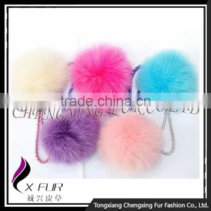 CX-P-23A Wholesale MIXED COLOUR Genuine Fox Fur Ball/ Fur Pom Pom Key Chains thumbnail-1