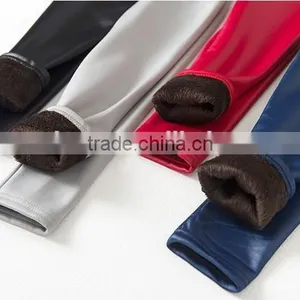 Wholesale Cheap Plain Mix Color Girls Winter Faux Leather Leggings thumbnail-1
