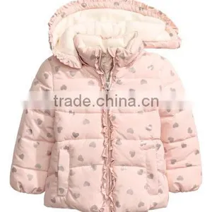 2017New Design Winter Kid Fashion Print Padded Jacket Coat Girls Outwear Pinky thumbnail-1