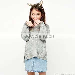 S32447W Big Girls Knit Sweaters Teenager Fashion Wool Blends Jumper Pullover 2017 Junior Autumn Sweater thumbnail-1
