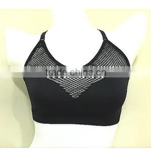 Factory Provide Seamless Hot Girls Sexy Black Grenadine Sports Bra thumbnail-1