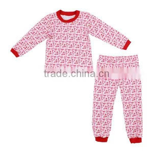 Wholesale Pink Baby Kids Cotton Toddler Girls Children Toddler Boutique Valentine Pajamas thumbnail-1