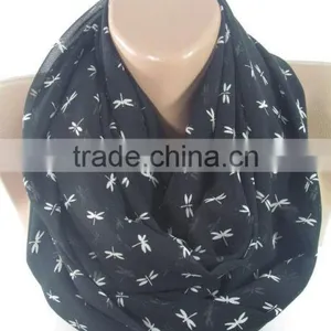 Dragonfly Scarf Black Scarf Shawl Infinity Scarf Animal Scarf Winter Women Fashion Accessories Valentine Gift For Her Girlfriend thumbnail-5