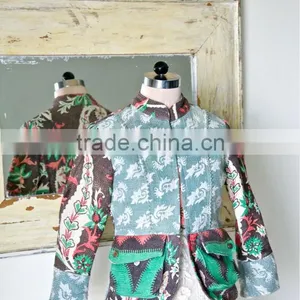 Vintage Kantha Jacket in Dirty Green & Brown ~ Small thumbnail-1