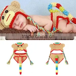 Kalevel Cute Cartoon Dinosaur Style Infant Newborn Baby Girl Boy Crochet Beanie Hat Clothes Baby Photograph Props thumbnail-6