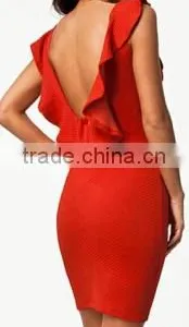 New Fashion Textured Bodycon Dress With Ruffled Backless Hollow Out For Wholesale thumbnail-2