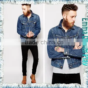 2015 New Design Mens Light Bleach Washing Blue Denim Short Jackets thumbnail-3