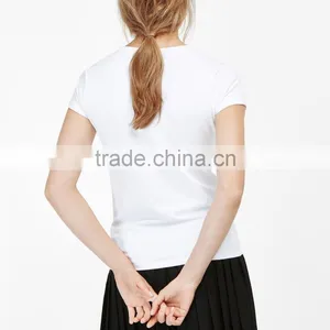 OEM Facotory China Wholesale Casual Customized Crew Neck Short Sleeve 95 Cotton /5 Elastane Blank T-shirt Women thumbnail-2