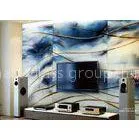 13mm Background Decorative Glass Wall Panels With Ocean Theme , Blue And Gold thumbnail-1