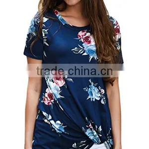 New Design 2017 Summer Short Sleeve Floral Blouse thumbnail-5