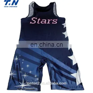 Wholesale Cheap Sublimation Printed Men's Wrestling Singlet thumbnail-1