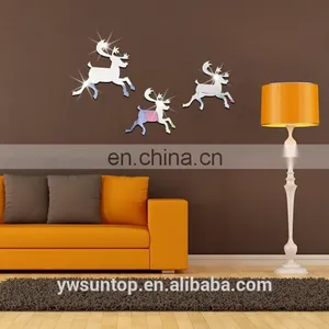 Room Decoration Christmas Reindeer Removable Mirror Wall Sticker Home Decoration Wholesale thumbnail-1