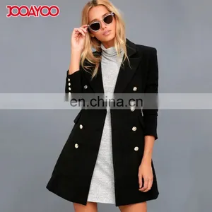 Best Seller High Quality Captain's Black Double-breasted Winter Coat Woman thumbnail-1