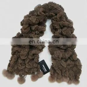 Rabbit Fur Ball Fringe Pom Pom Scarf thumbnail-1