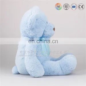 Factory Price 20cm Stuffed Blue Teddy Bear Embroidered Plush Toy With Bowtie thumbnail-5