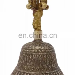 Indian Antique Tibetan Religious Brass Quality Bell Hand Vajra Dharma Objects Tibetan Buddhist Meditation Bell and Dorje Set thumbnail-4