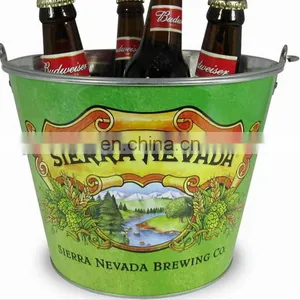 Custom Round Shape Champagne Tin Ice Bucket for Parties thumbnail-6