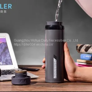 500ml White Dark Brown Double Wall Stainless Steel Sealed Insulated Thermos Vacuum Water Bottle thumbnail-2