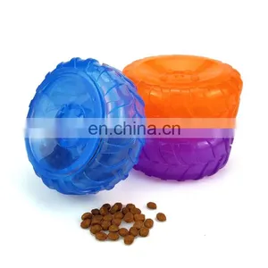 Semi-transparent Dog Treat Tyre Shape Toy , IQ Treat Dispensing Toy ,Dog Chew Toys thumbnail-3