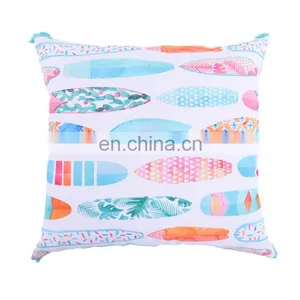 Colourful Lively Spun Polyester Green Plants Pattern Printed Sofa Cushion Covers With Tassels thumbnail-2