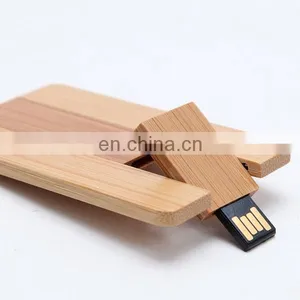 Personalized DIY LOGO Wooden Credit Card USB 2.0 Flash Drive Memory Stick For Computer thumbnail-1