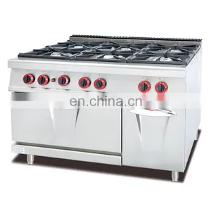 Free Standing Industrial Stainless Steel 4 Burner LPG Gas Stove With Oven thumbnail-3