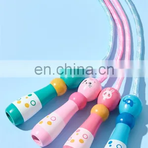 Kids Skipping Rope Cable for Children Workout Equipments Aerobic Exercise Woodend Hand Shank Jumping Rope thumbnail-3