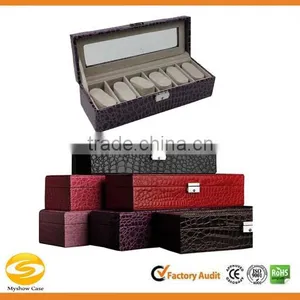 High Quality Leather Watches Display Case With Mirror, 6 Watches Leather Display Storage Box,leather Watch Display Cases Men thumbnail-1