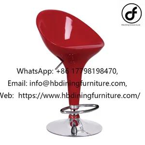 Simple Plastic Swivel Bar Chair With Backrest and High Legs thumbnail-1