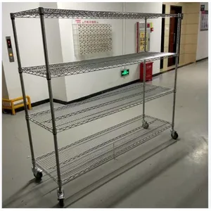 Heavy Duty Wire Shelf, Wire Shelving Freestanding Green Coated Heavy Duty Durable Steel Wire Rack Shelving thumbnail-5