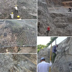 Woven Diamond Mesh Wire Rope Net Active Protection System PVC Coating Cutting Bending for Slope Rockfall Hazard Prevention thumbnail-6